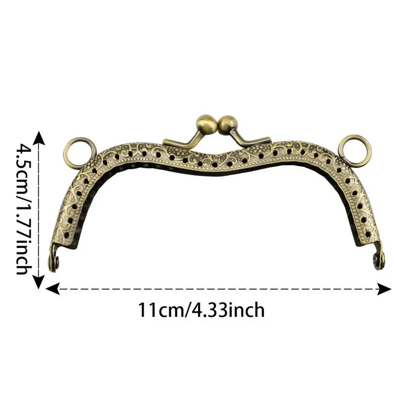 11cm Vintage Metal Frame for Purse Bag Sewing Bronze Tone Clasp Metal Kiss Clasp Lock Bag Accessories Crafts Supplies