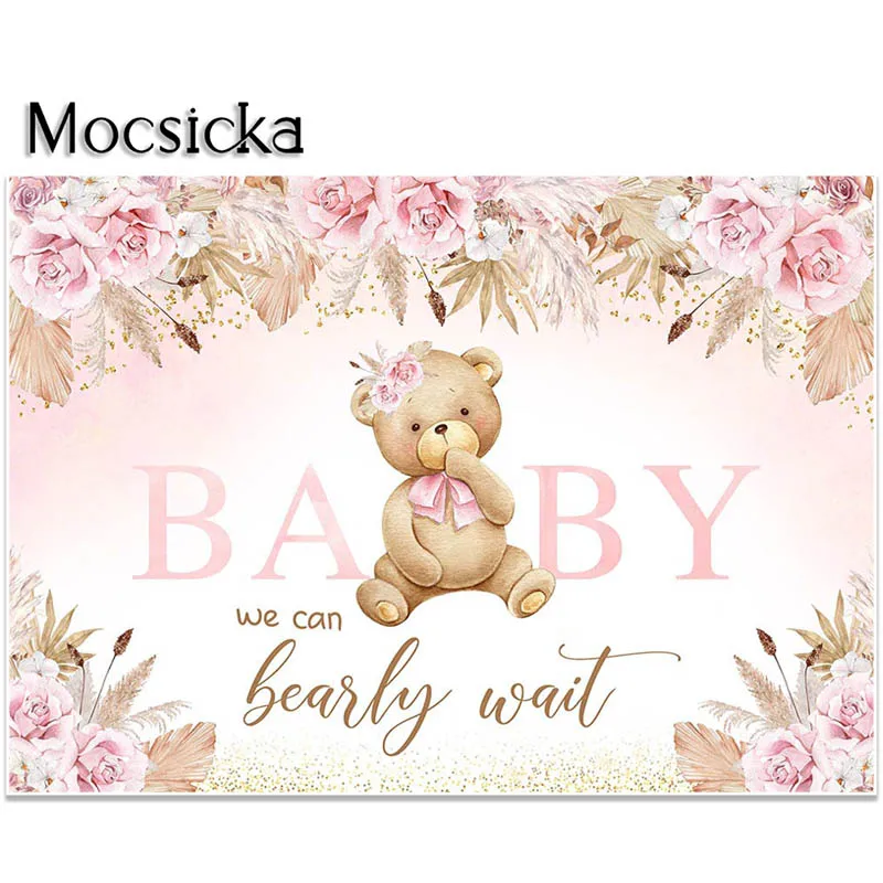 Mocsicka-Fondo para Baby Shower, fondo de flores rosas para bebé, accesorios de estudio fotográfico para retrato, decoración de fiesta