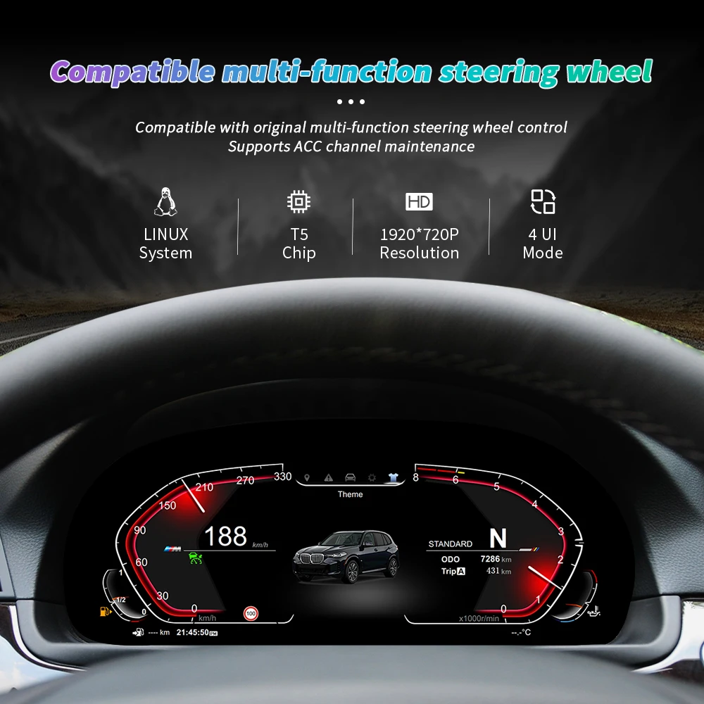 12.3 Inch LCD Speedometer Digital Dashboard Cluster Instrument Cluster For B M W X4 F26 2011 - 2017 LINUX Speed Meter Screen