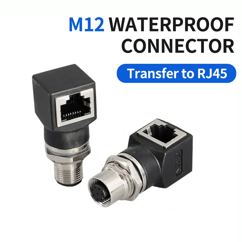 

M12 4pin 8pin Connector to RJ45 Plug Male to Famale Adapter A Style Coding 40A Straight Ethernet Extension Connector Adapter