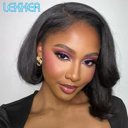 Lekker Short Kinky Straight Bob 100% Human Hair Wigs For Women Brazilian Remy Hair Yaki Straight 14