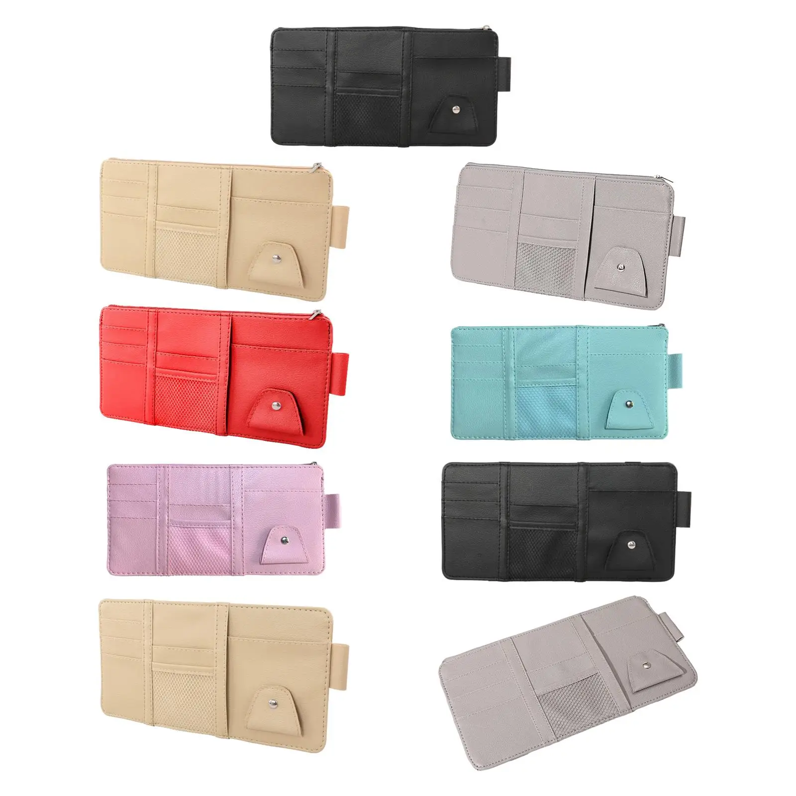 Auto Sun Visor Organizer PU Leather Storage Pocket Car Interior Accessories