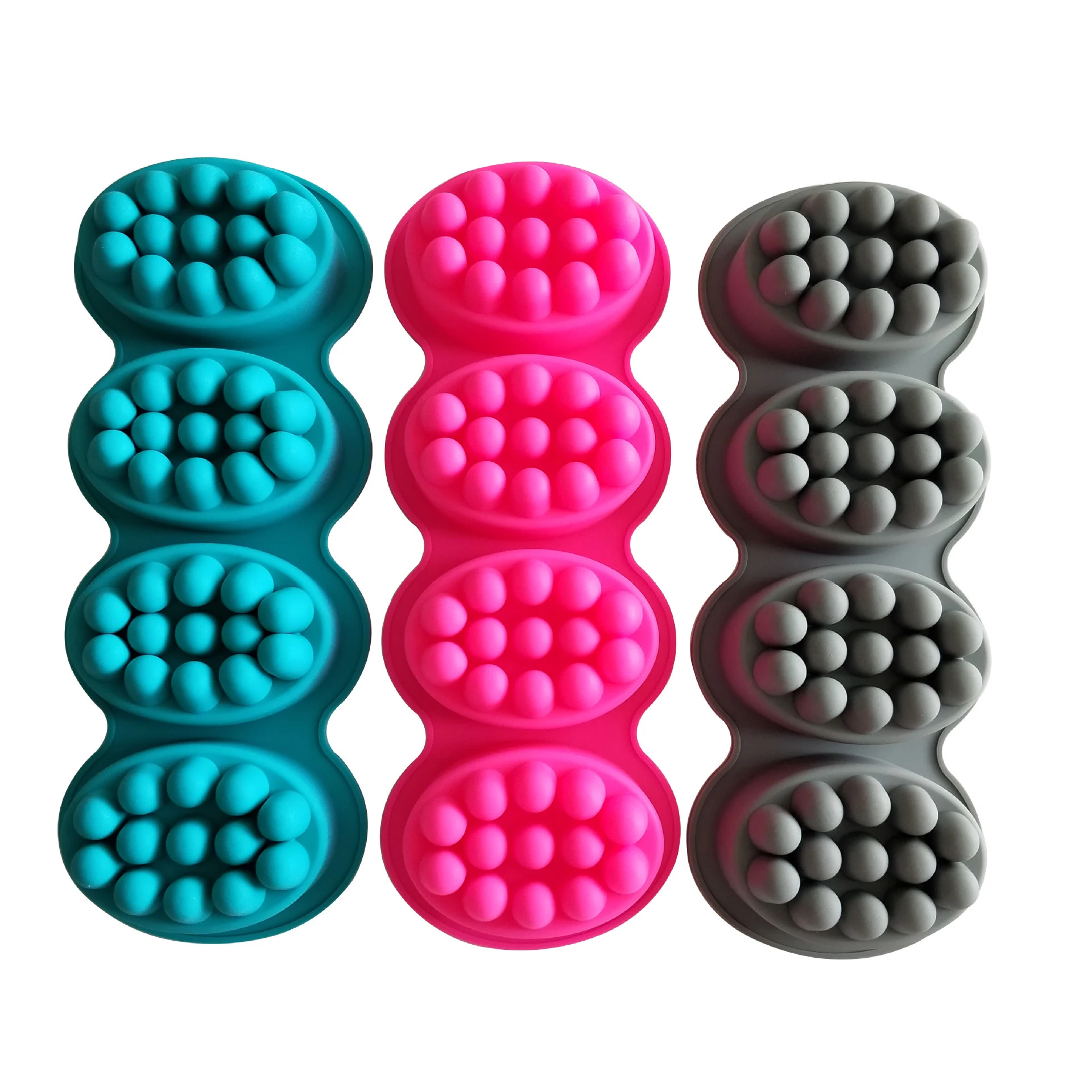 4 Cavities Silicone Soap Mold Flexible Reusable Easy to Clean Massage Soap Mold Temperature Resistant Hair Comb Ice Mold