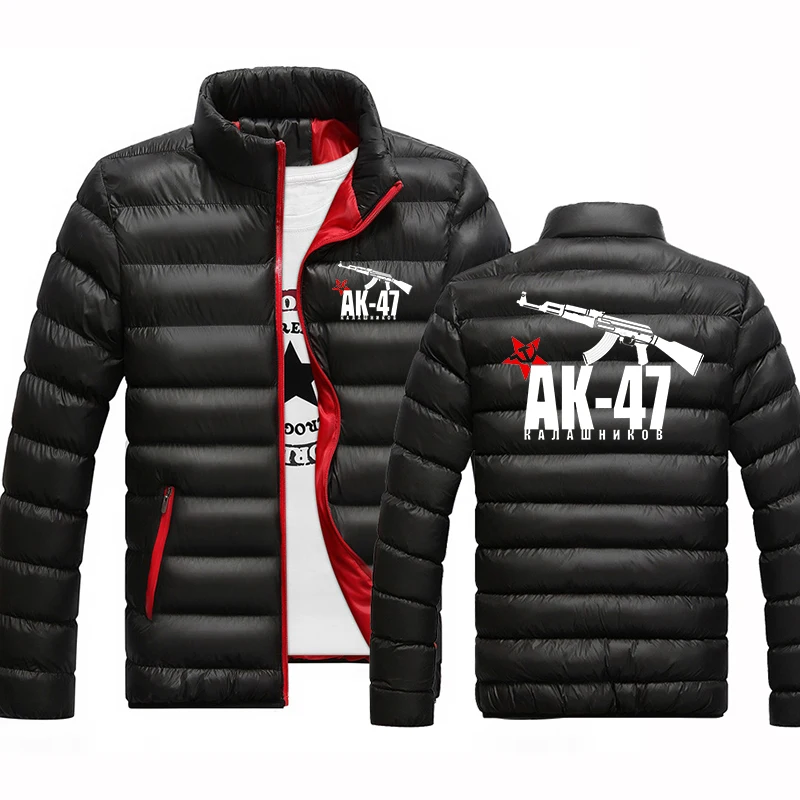 Jaqueta Masculina Vintage Clássica com Logo AK 47, de Algodão, Estampada, Estilo Streetwear, Quente, Casual de Negócios, com Capuz
