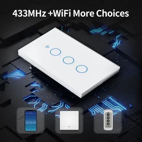 TNCE Tuya US WiFi or zigbee Smart Wall Switch 1/2/3/4 Gang Wire Touch Sensor LED Light Switches Smart Home Alexa Google Home