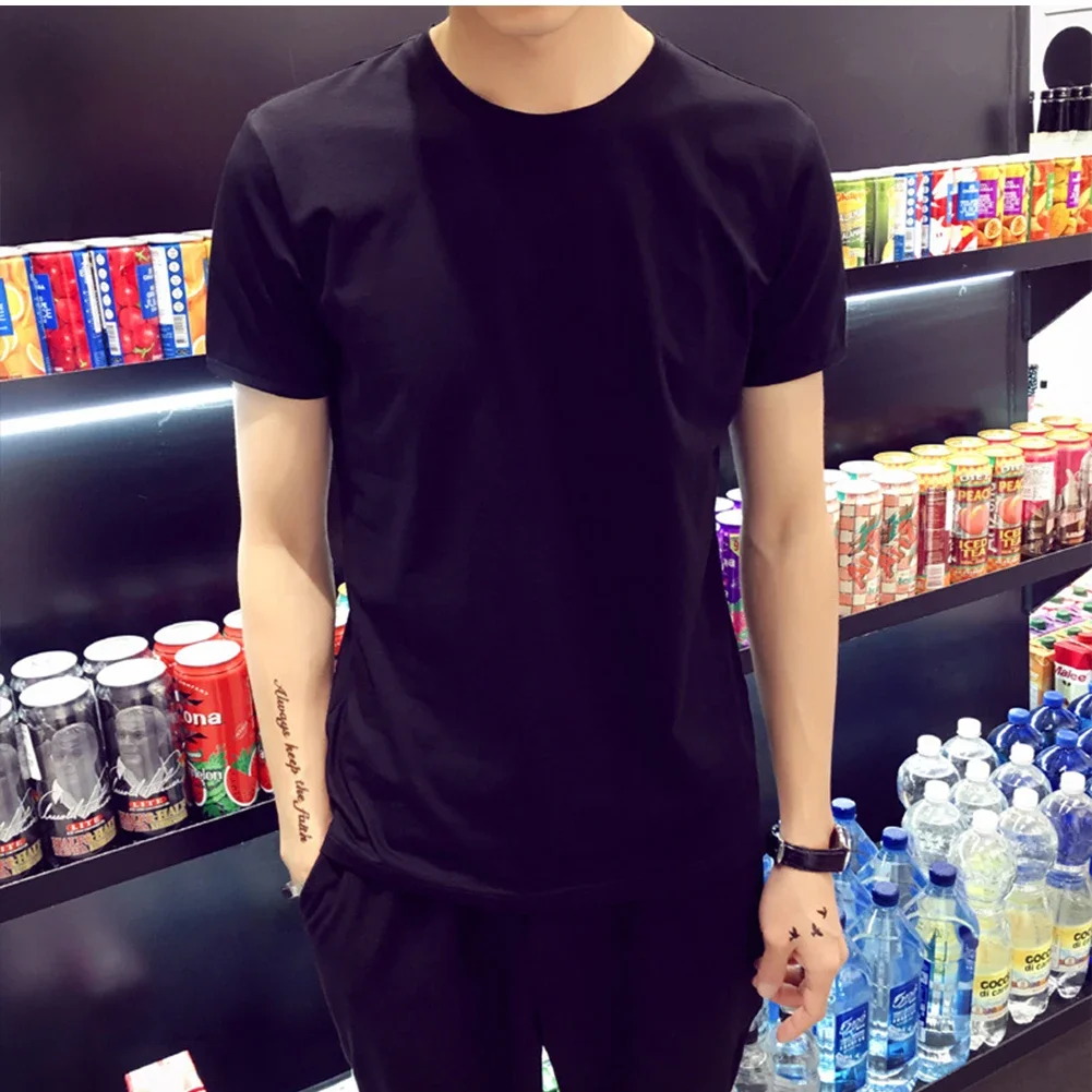 Men T-Shirt  Elastic Loose Oversize Tshirt Casual Breathable Lounge Breathable Short Sleeve Solid Men's Short-sleeved Tops 2024