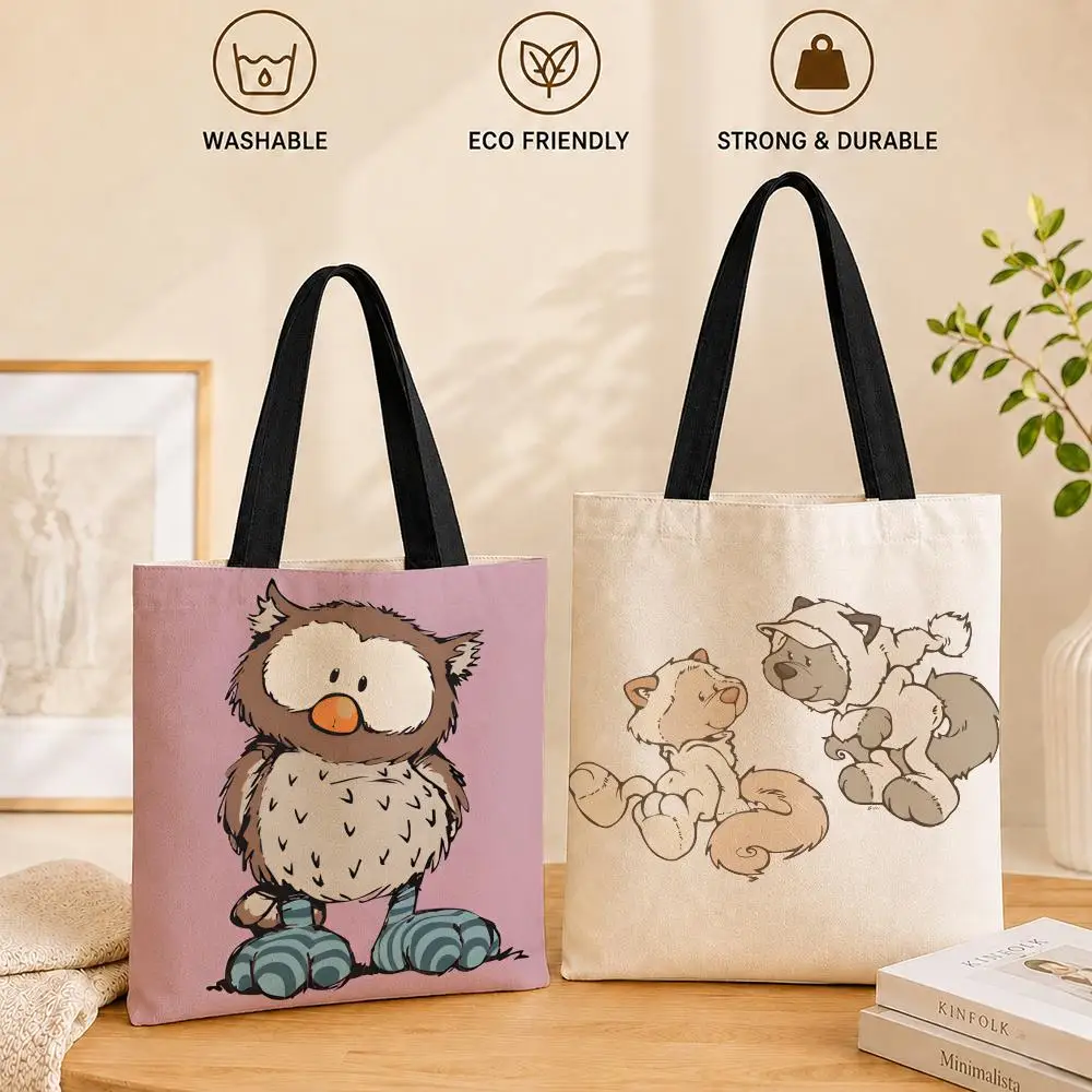 Toy N-Nici Bolsas de almacenamiento para mujer, bolso de lona, ​​bolsa de compras de hombro reutilizable de gran capacidad
