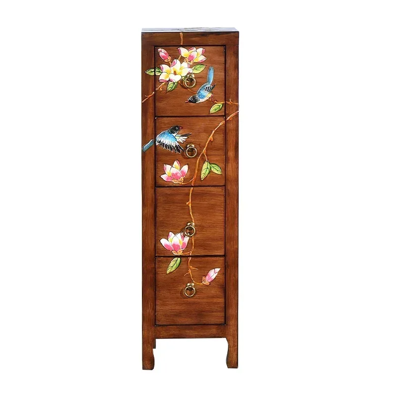 

Solid Wood Multi-Drawer Cabinet Painted Side Cabinet Storage Cabinet New Chinese Style Gap Locker