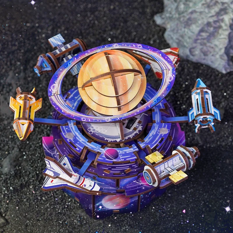 大人用木製オルゴールパズル DIY 回転式 3D クリエイティブ音楽クラフトモデル組み立てキット デスクデコレーション 誕生日プレゼントに最適