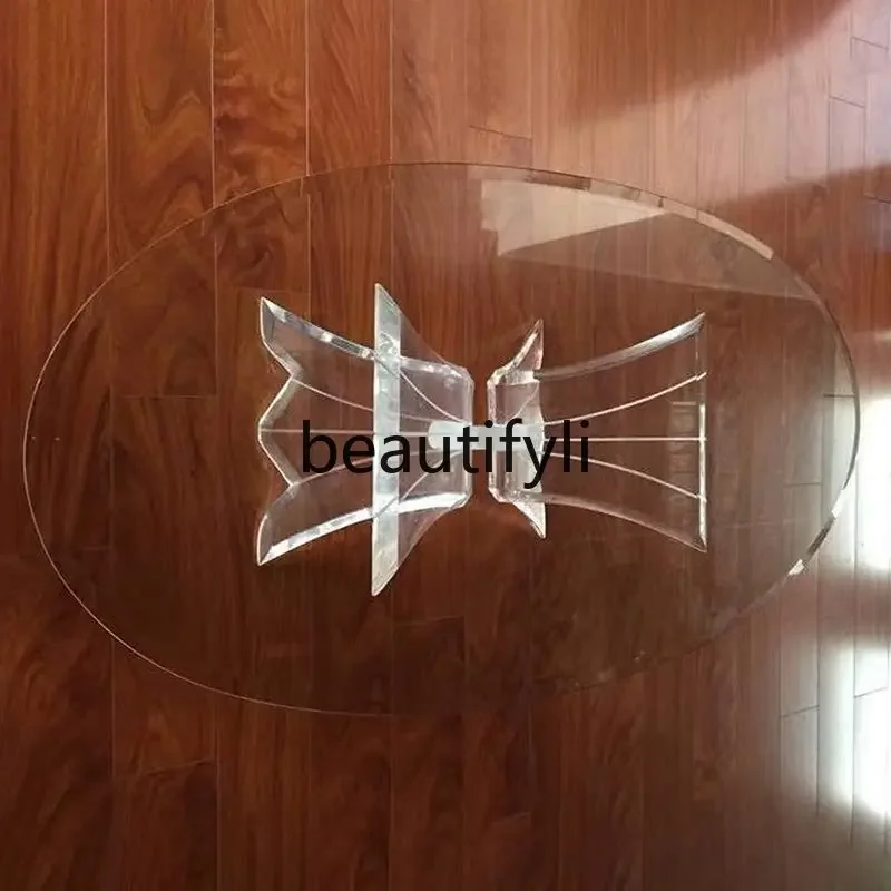 

xzzПростой современный легкий роскошный прозрачный акриловый журнальный столик из закаленного стекла, овальный маленький журнальный столик