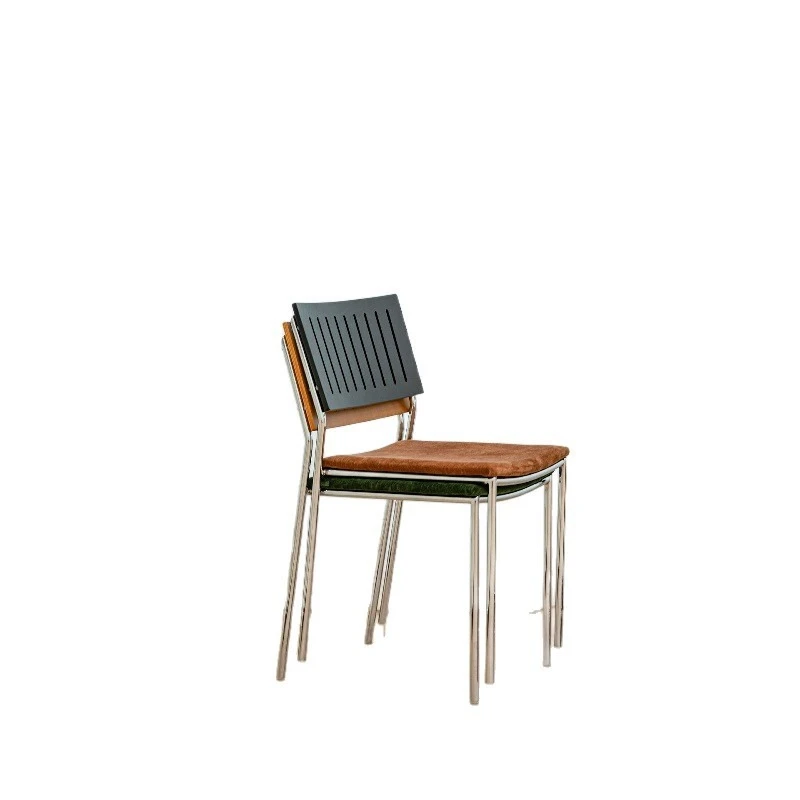 Lazy space retro light luxury dining chair creative stackable home soft bag chair casual hollow back chair