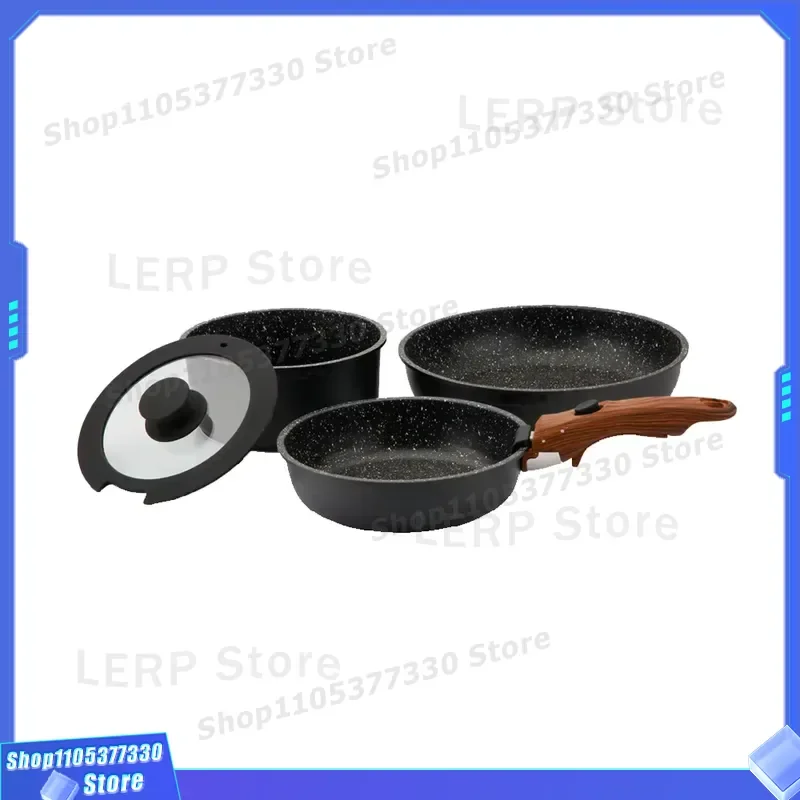 3 in 1 Non Stick Cookware Set with Removable Handle Space Saving Pots and Pans Kitchen Cooking Utensils for Induction Stove