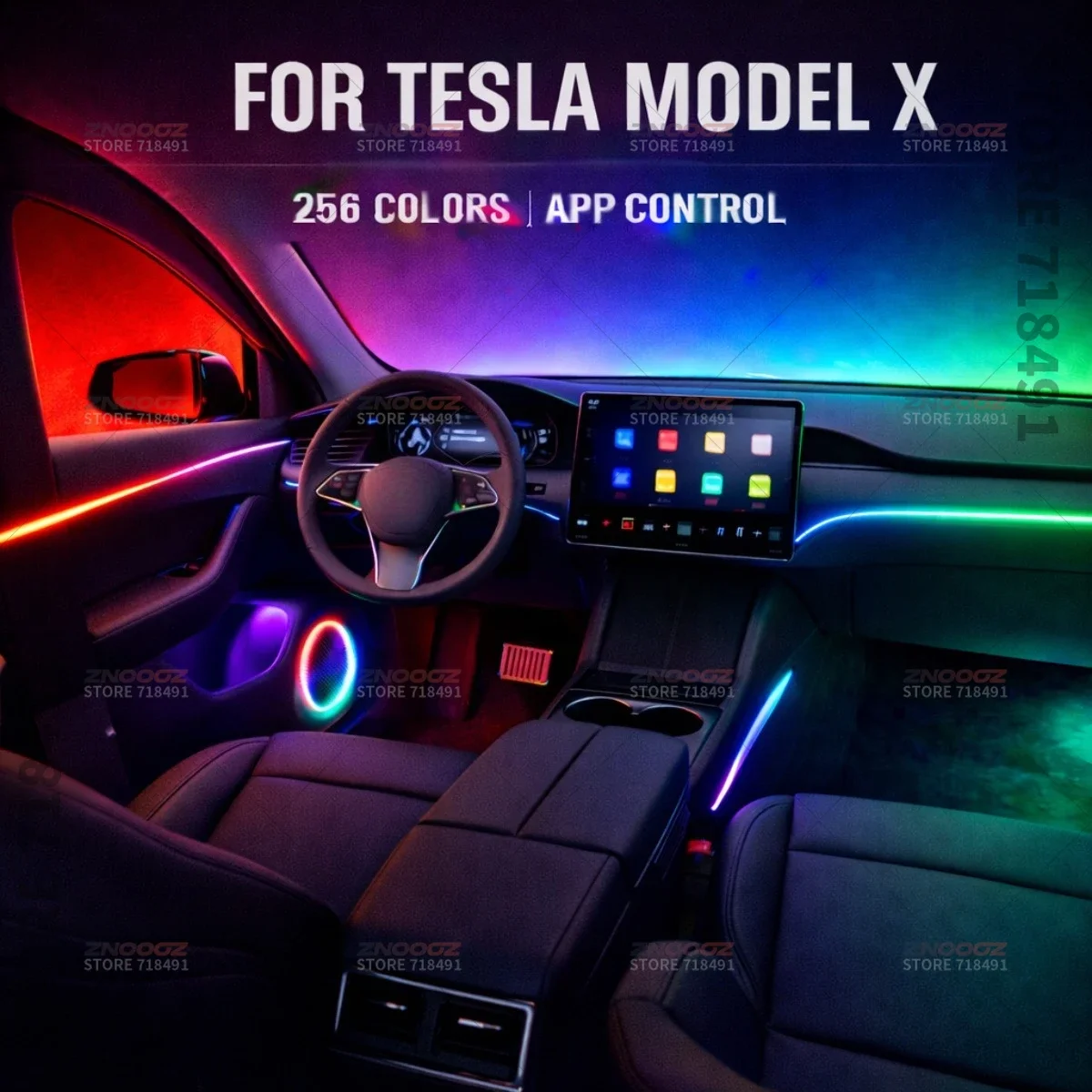 22in1 RGB Car Interior Acrylic Car Ambient Lights RGB Hidden Acrylic Strip Decoration Atmosphere Accessories For Tesla Model X view 2
