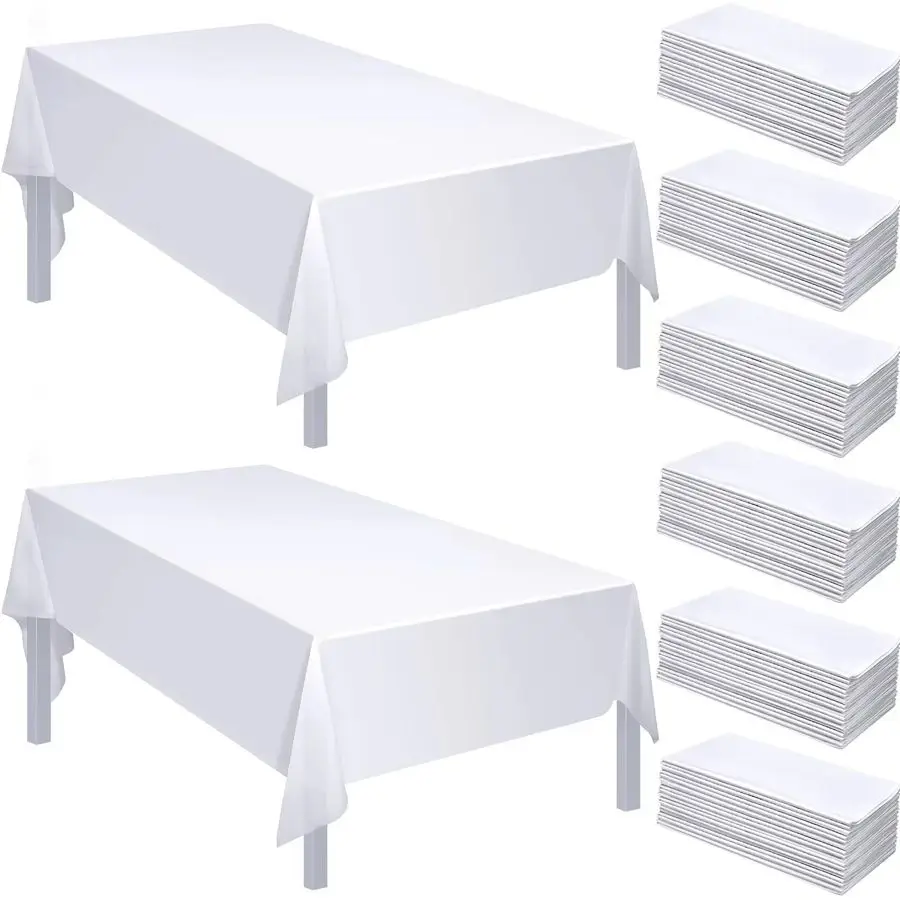

48 Pack Disposable Plastic Tablecloth 54 x 108 Inch Decorative Rectangle Table Cover Party Picnic Cover Rectangular Plastic Clot