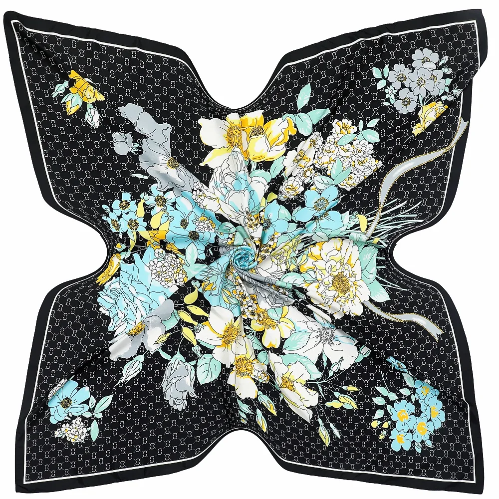 

French Style 130cm Peony Scarf Women Artistic Gift All Seasons Multi Purpose Sun Protective Shawl Large Square Scarf Wholesale