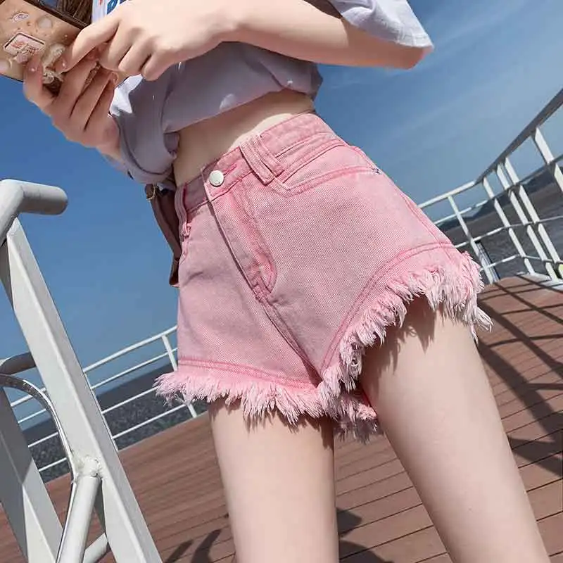 

Straight Retro Basic Cozy Women'S Shorts Loose Solid Color Mini Pant Summer Beach Shorts Buttons Short Hot Pants Trousers F01