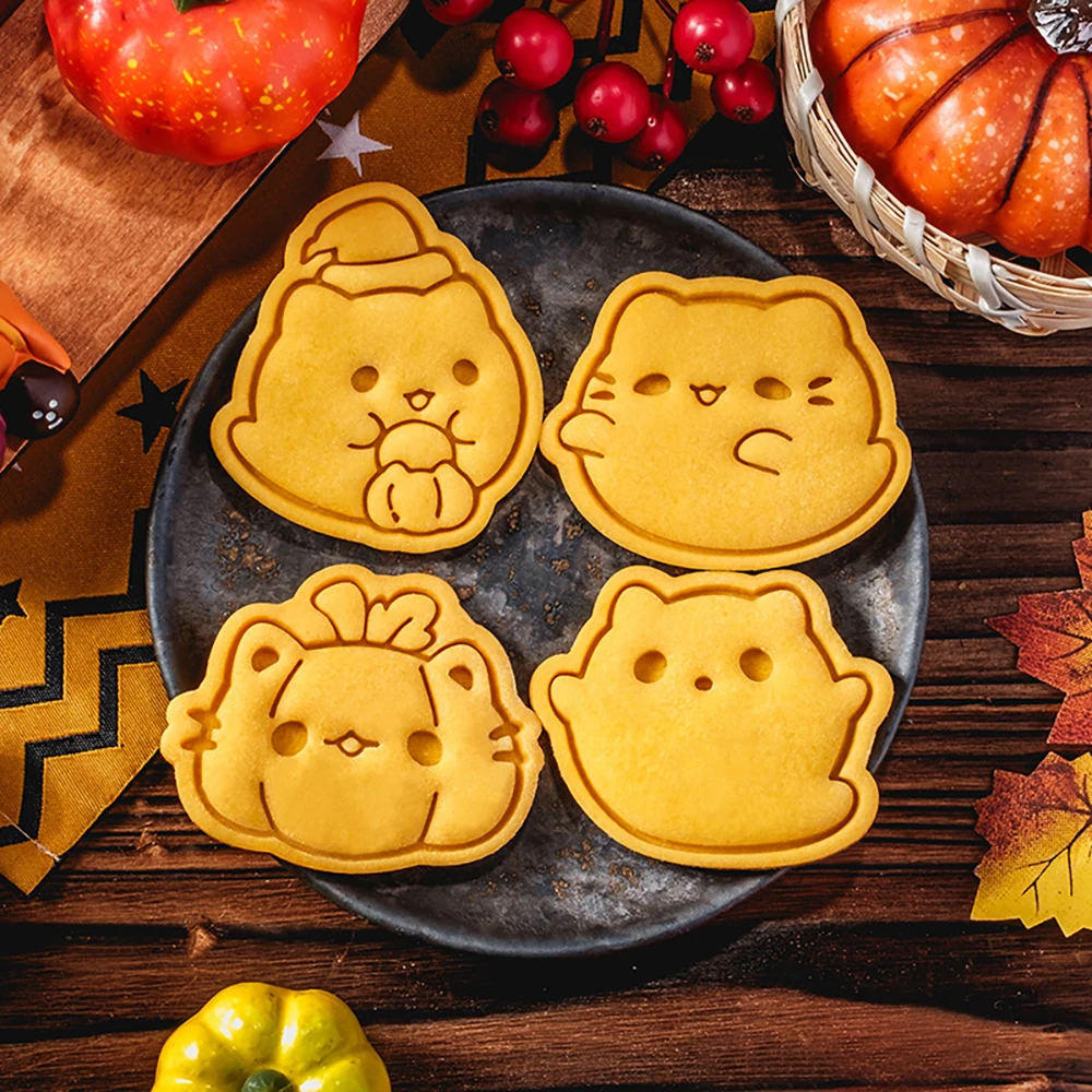 

Cartoon Halloween Kitten Cookie Mold DIY Bakery Tools and Accessories Cookie Stamp