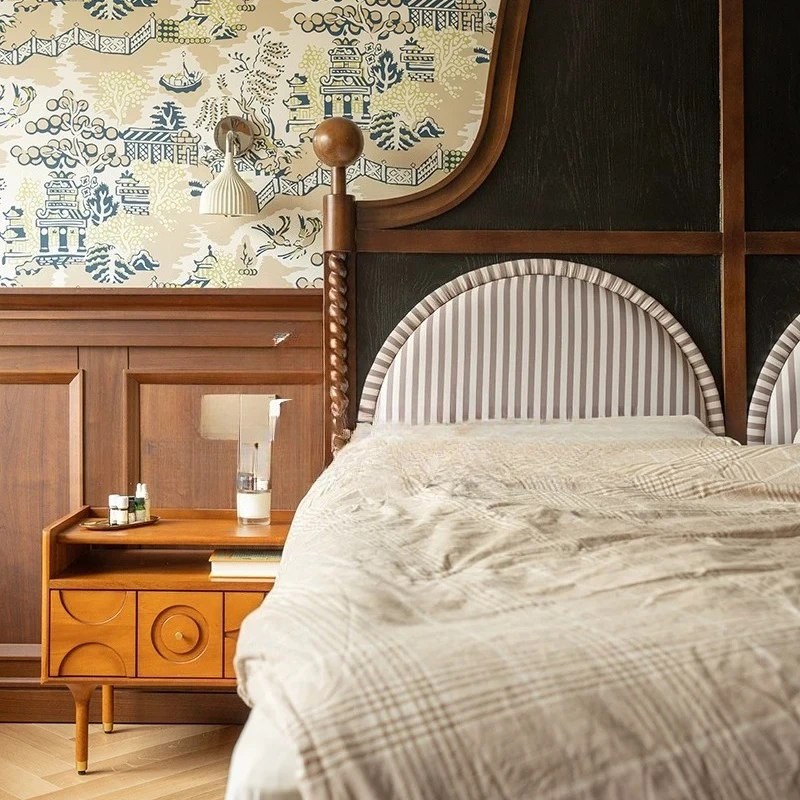 Highland standing ear cat same style/old Paris double bed neoclassical solid wood bed