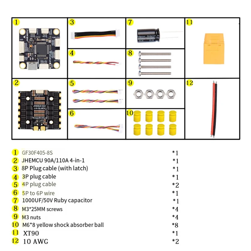 

JHEMCU GF30F405 Flight Controller For FPV Racing Drone Flight Controller With ESC GF30F405 FC 110A ESC