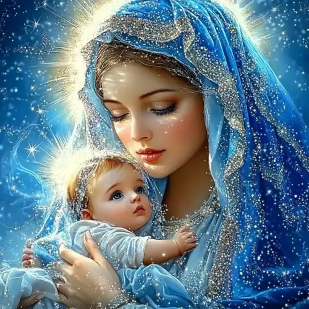 Die Jungfrau Maria Bild Mutter Baby voller 5D Diamant Malerei Kit Liebe Porträt Mosaik Home Schlafzimmer Strass Wand Kunstwerk Dekor