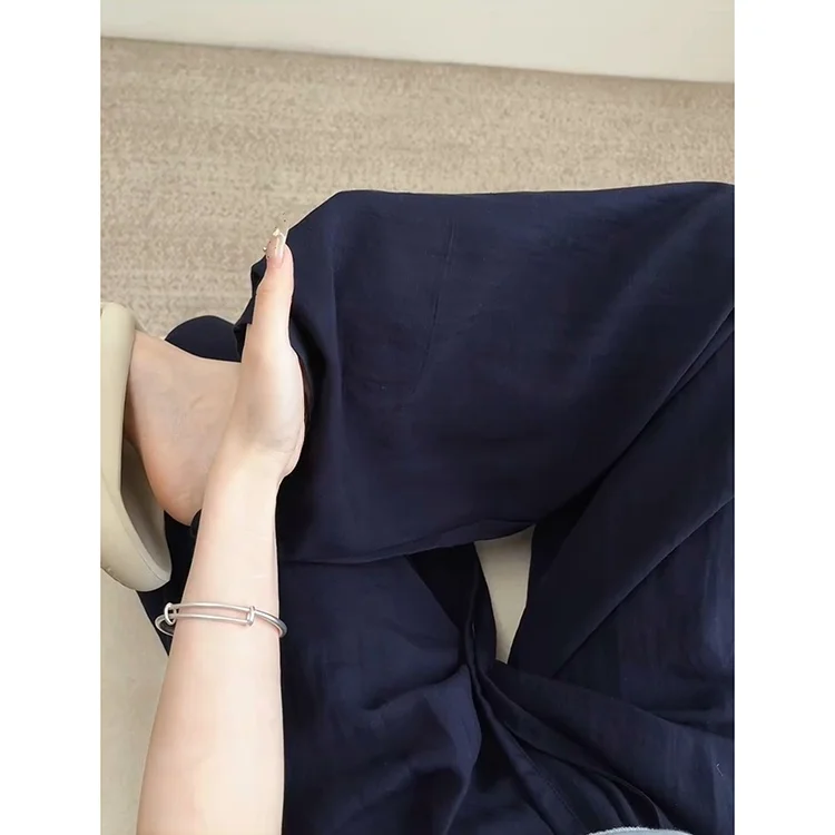 Atmungsaktive Baumwolle Leinen Elastische Taille Casual Hosen Frauen Sommer Neue Lose Abnehmen Kleine Größe Walking Hosen Gerade Bein Hosen...