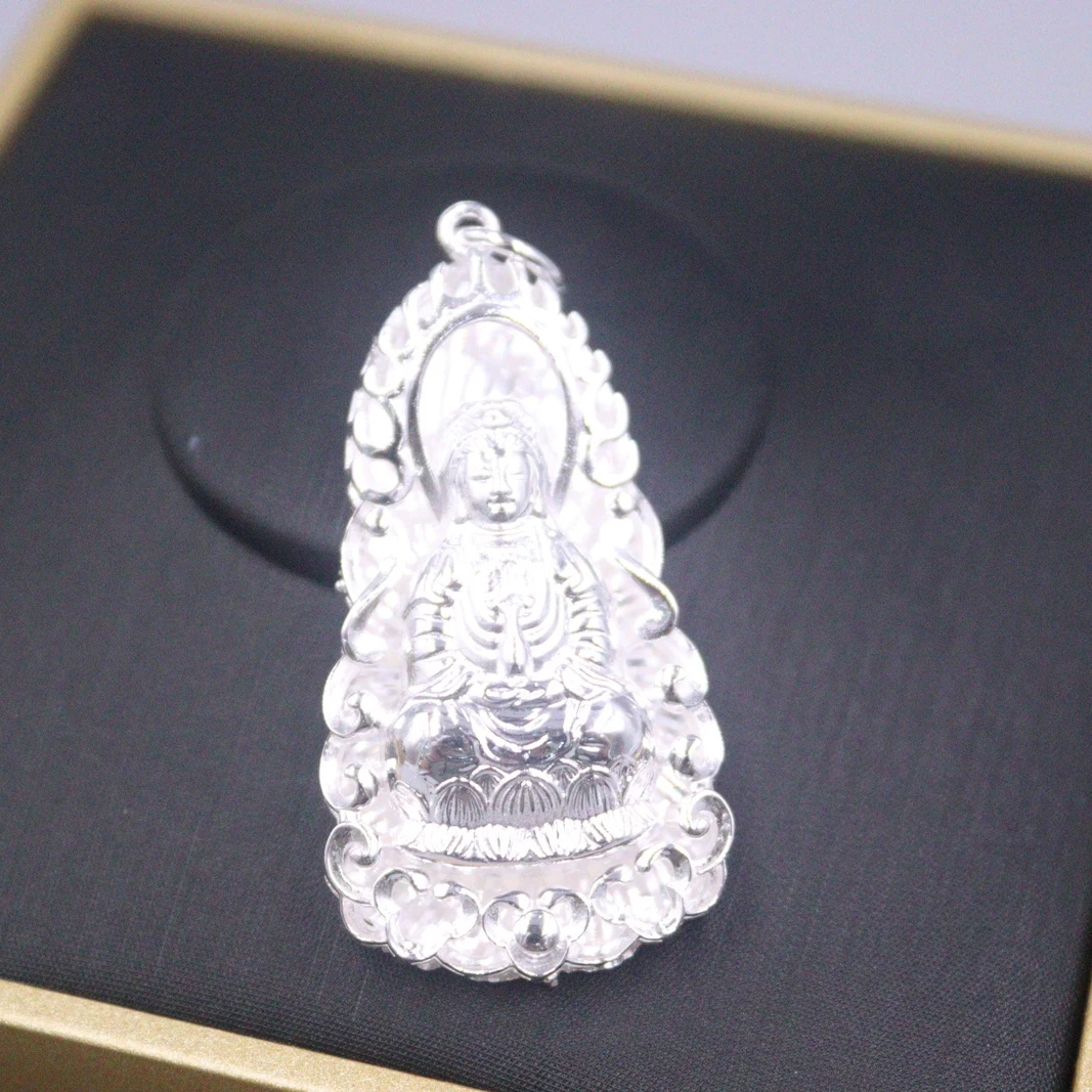 Imagem -04 - Pingente de Prata Fina Pure 999 para Homens e Mulheres Pendente Lucky Bless Kwan-yin 48*24 mm 11g