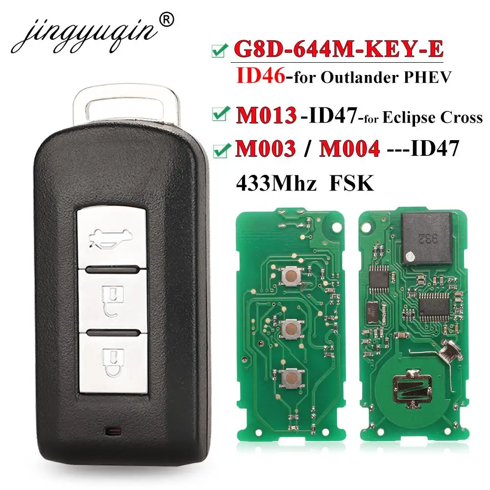 jingyuqin 3BTN Smart Remote key 433MHz ID46 ID47 Chip For Mitsubishi Lancer Outlander ASX Eclipse Cross G8D-644M-KEY-E M013 M003