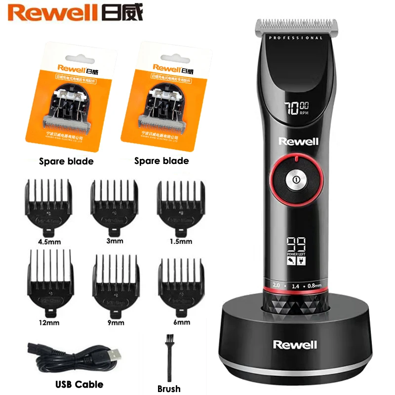 Rewell F29 Professional Hair Trimmer Men Electric Hair Clipper Steel Cutter Barber Salon Hair Cutting Machine 3500mA Battery