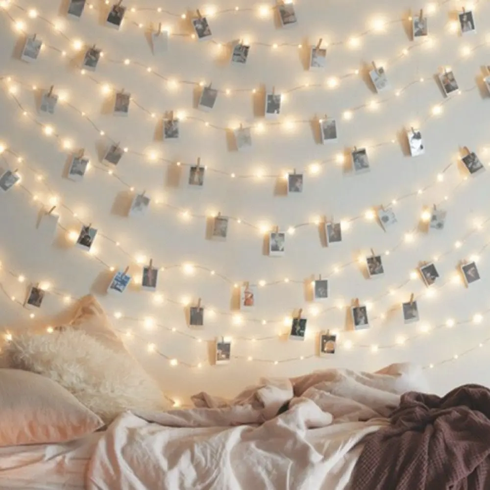 Home Decor LED Clip String Lights For Photo Wall Fairy Lamps Flexible Copper Wire USB Battery Operated Party Lighting