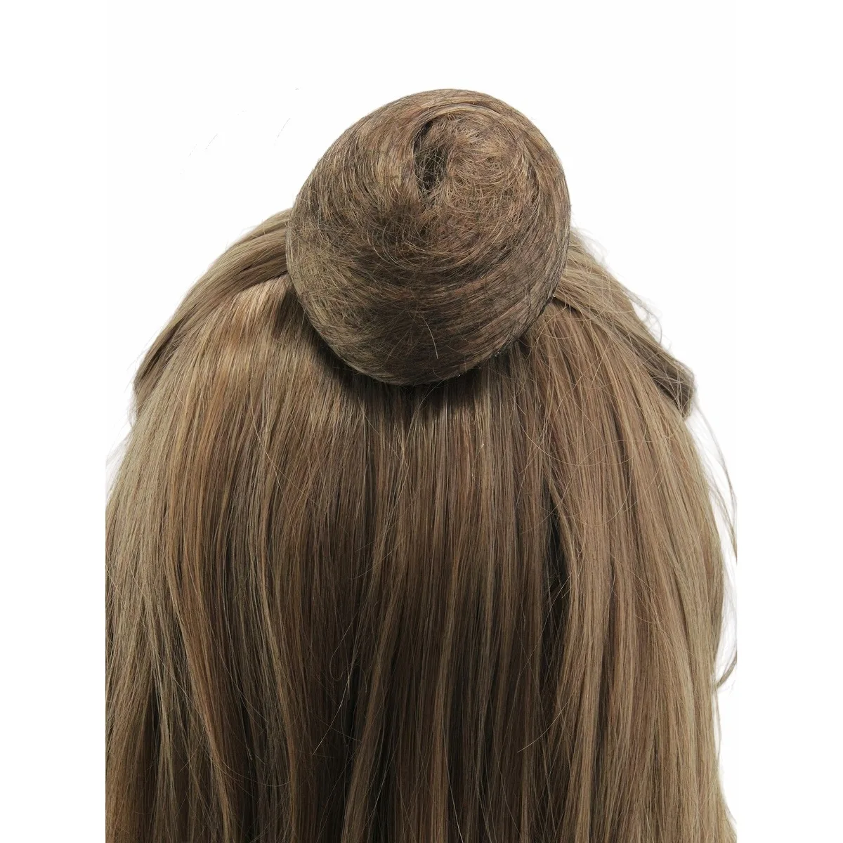 Anxin Brand Synthetic Fiber Wig: Brown Gradient Elegant Updo Braided Hair with Large Waves, Long Hair Style with Small Bun on Top and Side Braids, Naturally Curly Hair with Soft Texture; Made of High-Quality Synthetic Fiber Material, Comfortable to Wear and Easy to Manage; Suitable for Adult Women's Cosplay Princess Character Recreation, Daily Elegant Wear, and Party Gentle Dressing as a Fashionable Item