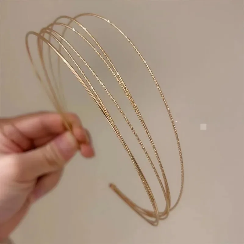 2024 Retro Multi-layer Metal Wire Headband Hairpin for Women Fashion Design Korean Simple Delicate Thin Hair Hoop Headdress