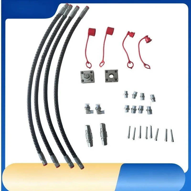 Four-piece set of small excavator attachments, connected  three-way stop valve, universal excavator attachments under 2 tons