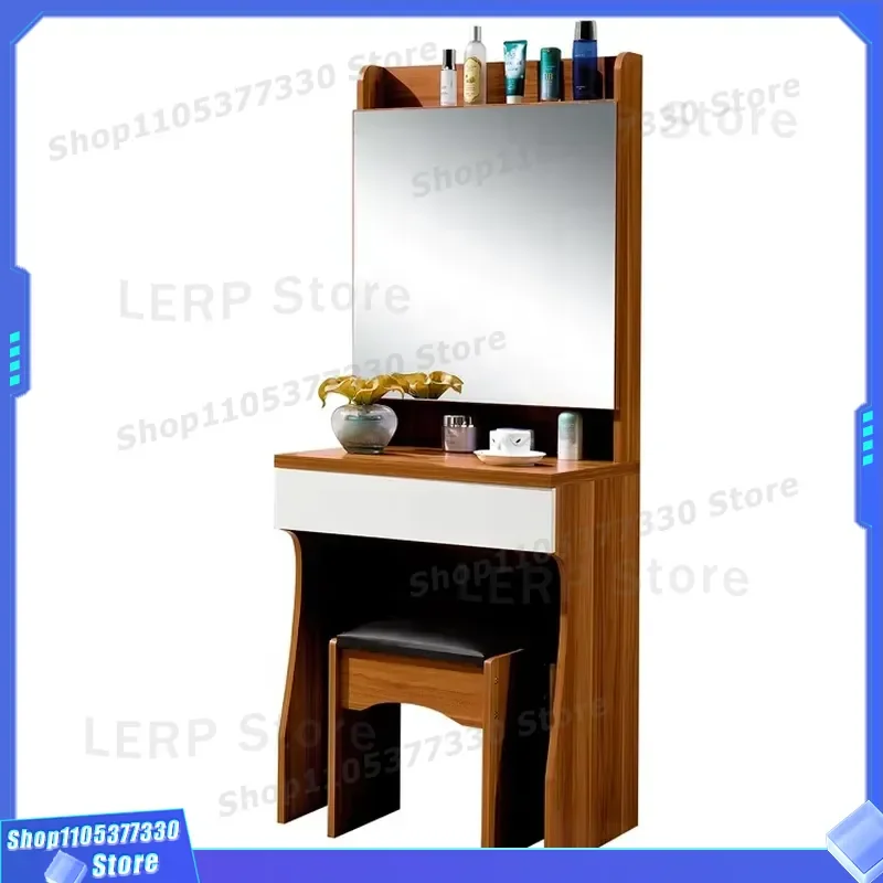 Modern Small Wooden Dresser with Mirror for Bedroom Furniture Compact Makeup Vanity Table Storage Cabinet Home Decor Compact