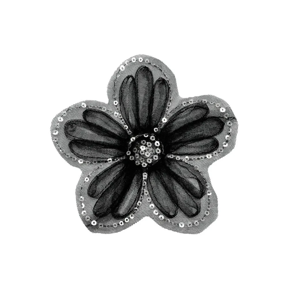 Fashion Mesh Lace Sequined 3D Organza Flowers Flower Bead Corsage 3D Organza Applique Wedding Dress Applique Wedding Dress