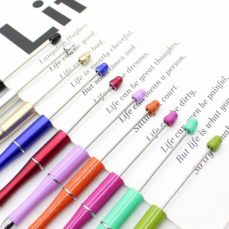 1 / 5 /10PCS Creative Diy Plastic Ballpoint Pen No Beads Advertising Promotion Wedding Gifts Office Accessories 25 Color