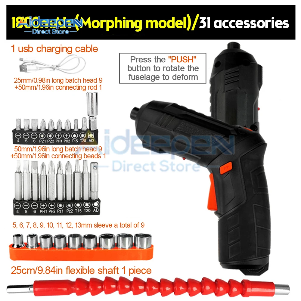 31 in 1 Electric Screwdriver Rechargeable Cordless Screwdriver Powerful Impact Wireless Screwdriver Drill Electric Screw Driver