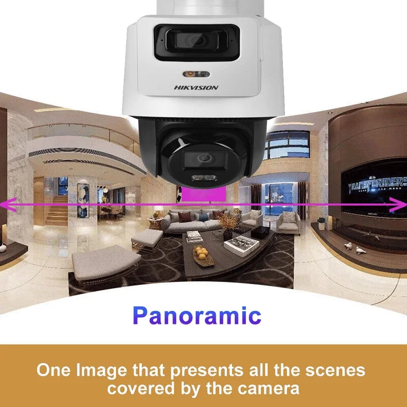 Hikvision DS-2SE2C400MWG-E/14 POE Color TandemVu 4MP + 4MP عدسة ثابتة PT كاميرا شبكة مراقبة Hik-Connect نظام CCTV ضوء هجين ذكي