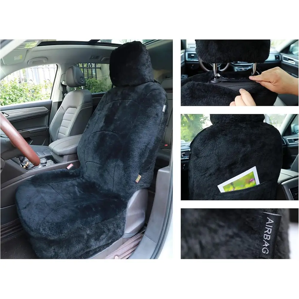 Housse de siège en peau de mouton véritable housse de siège en peau d'agneau housse de siège de voiture d'hiver laine d'agneau peau de mouton floue peau de mouton accessoires de voiture Fro