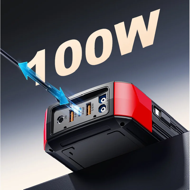 32000mAh 100W Car Emergency Battery Starter Jump Portable Power Bank Multi Function 8000A Ultra-Large Capacity Starting Device
