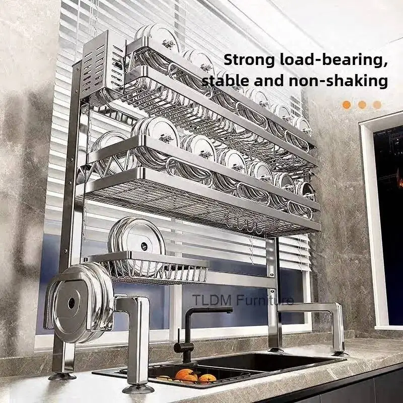 Rack Countertop Dinnerware Rack Organizer Multifunctional Drying Stainless Steel Dish Dish Drainer Kitchen Storage Accessories