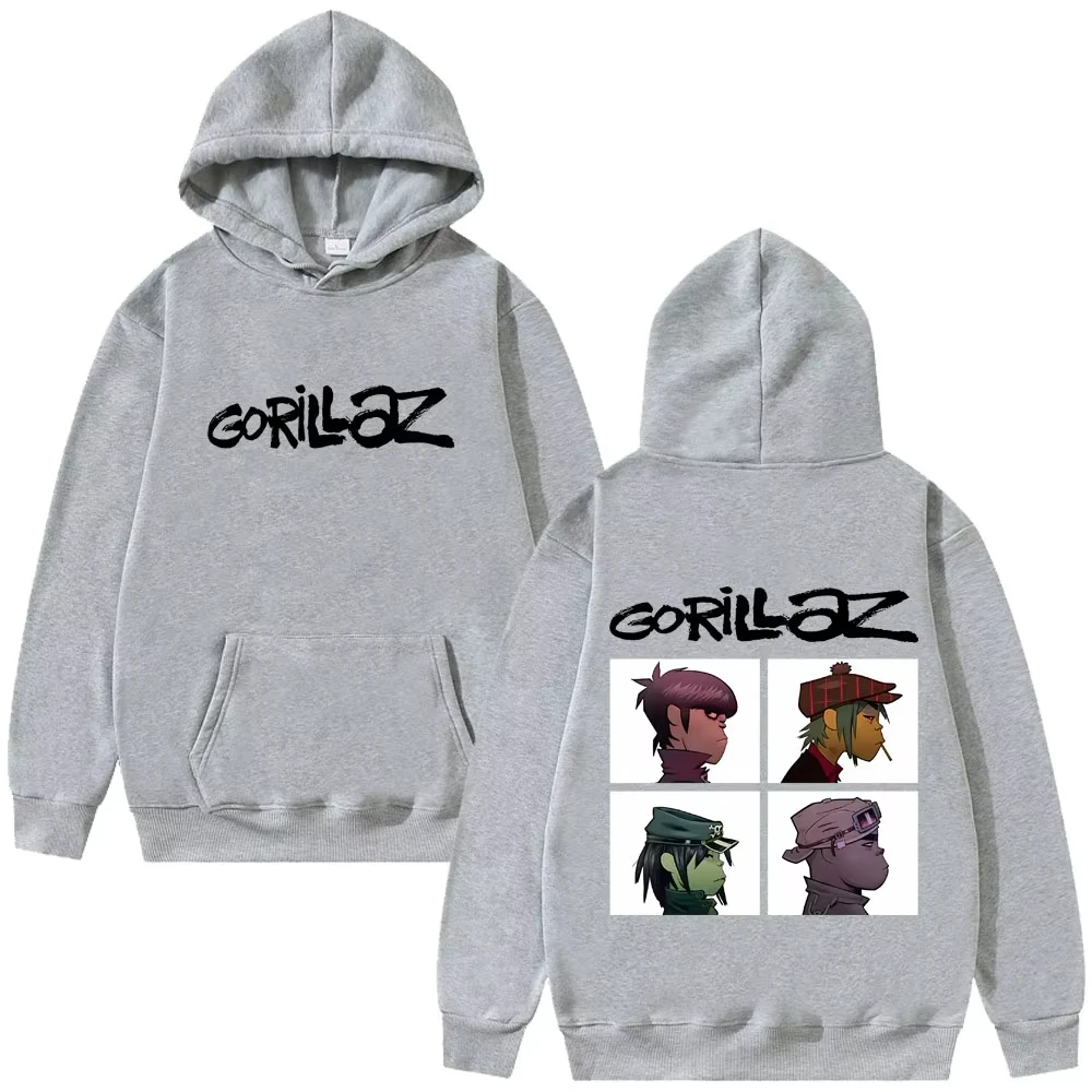 روك باند غوريلاز شيطان أيام ألبوم الجرافيك هوديي الرجال النساء الهيب هوب البديل خمر كنزة بمقاس كبير الذكور موضة هوديس