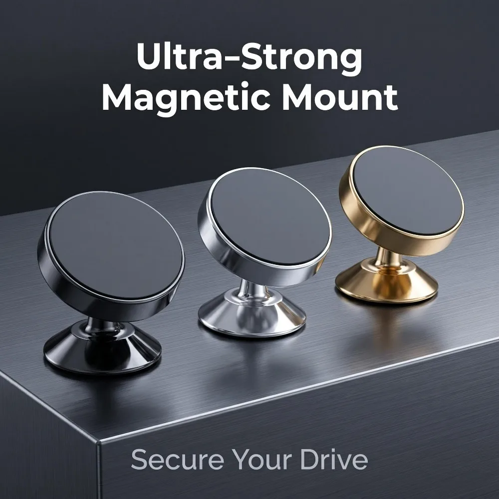 Ultra Strong Magnetic Car Phone Mount Dashboard Stand Holder 360 Rotation Metal GPS Support for iPhone Samsung