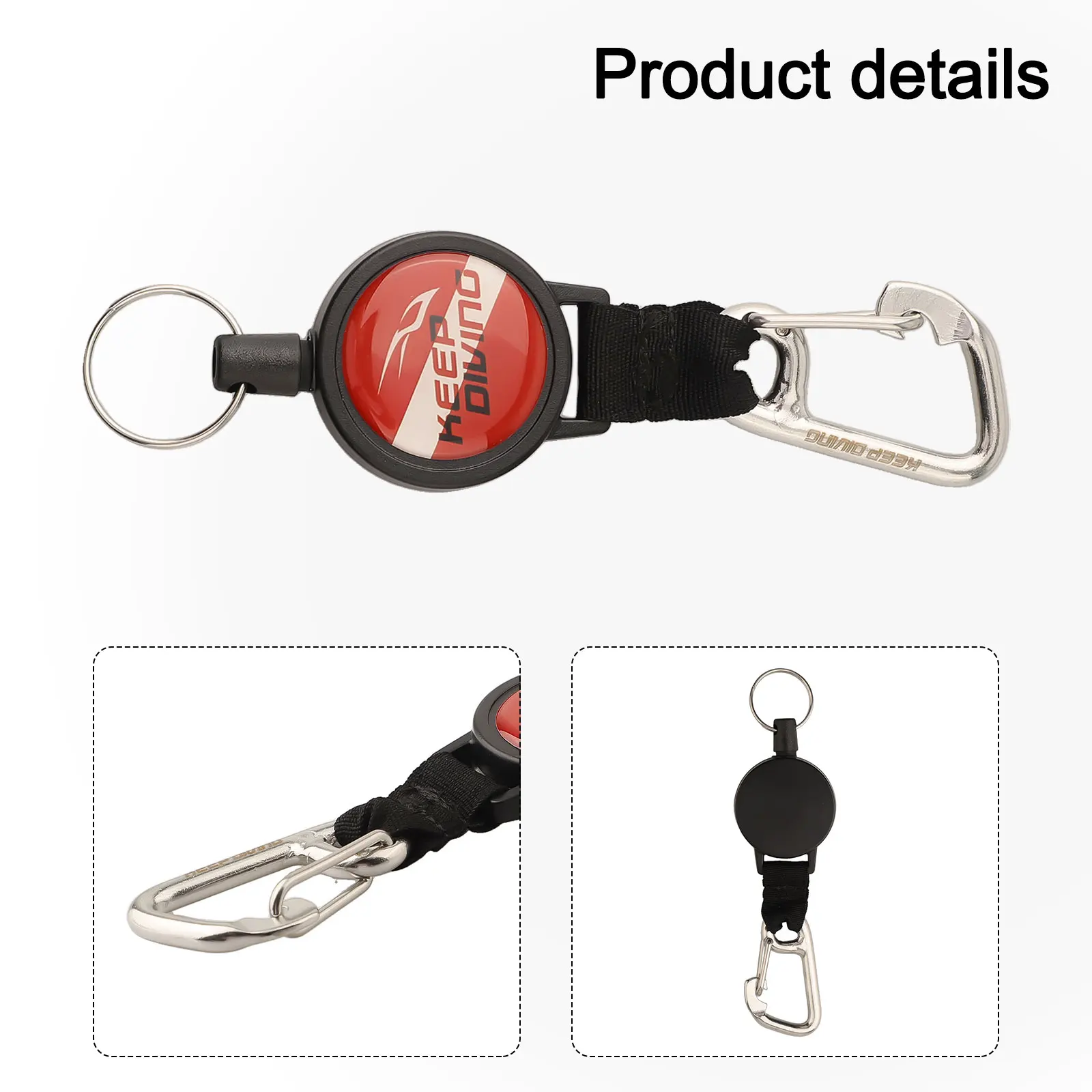 Strap Key Chain 79cm Stainless Steel + Plastic Underwater Photography Diving Gear Hook Diving Telescopic Miss Rope