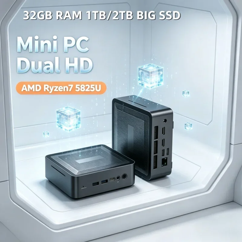Cost-effective Blithe U58 Mini PC R7 5825U Dual DDR4 3200MHz WiFi6 BT5.2 Dual Disk Corporate Work Light Game Desktop
