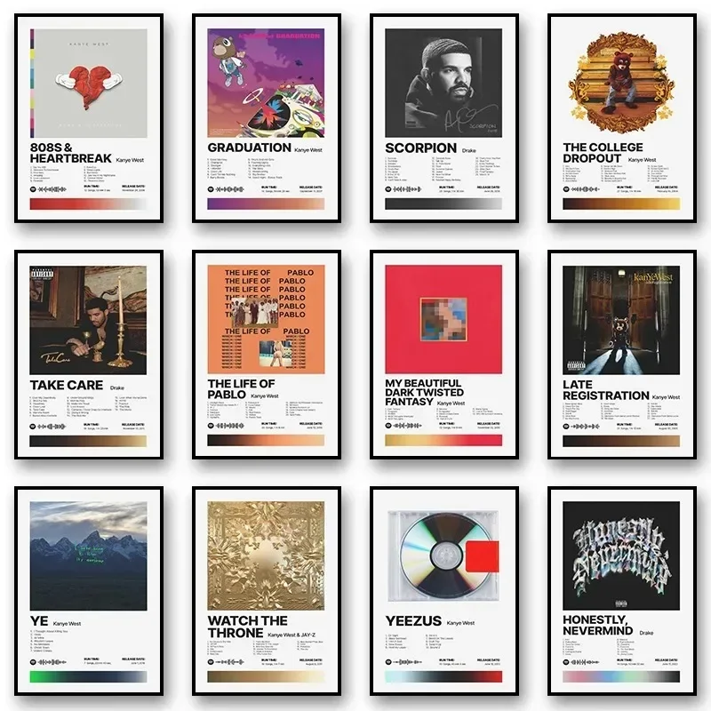 Kanye West Pop Rapper Music Album Cover Canvas Wall Art  Singer Posters  Prints for Living Room Cafe Decor  Modern Home Decor