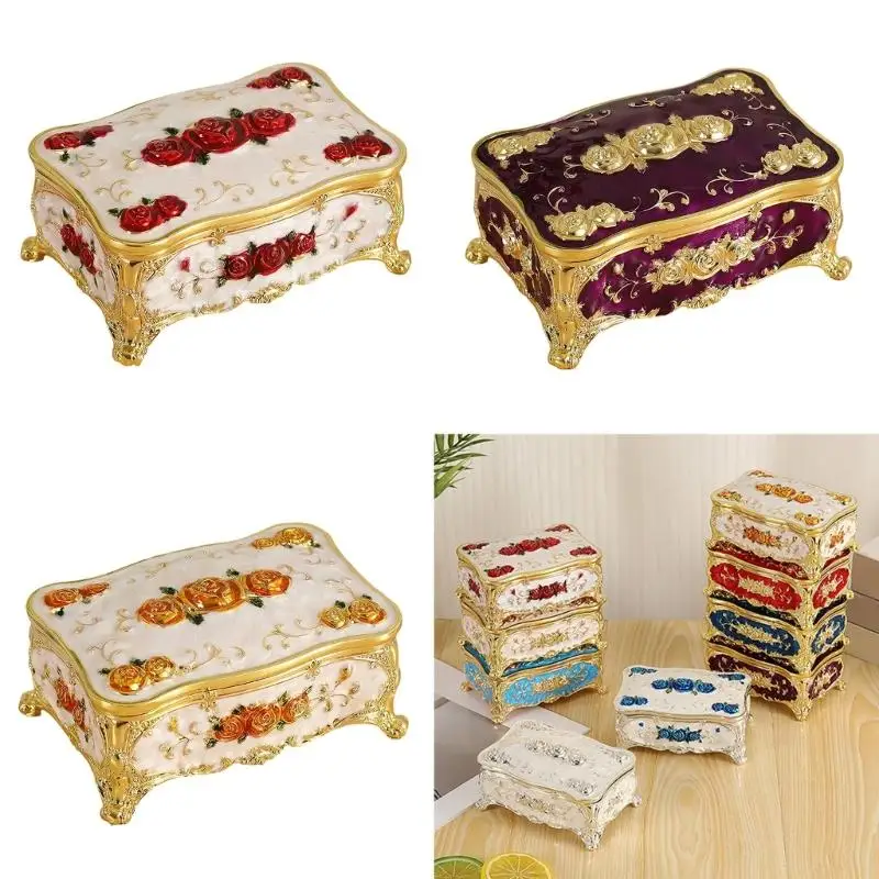 

31BF Jewelry Storage for Women Featuring Glossy Finish Including Alloy Build and Floral Engraving