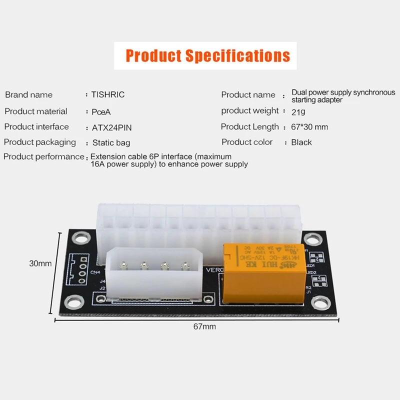 10 Stuks Dual Psu Voeding Sync Adapter Add2psu Atx 24pin Naar 4pin Molex Connector Riser Kaart Mijnwerker Mijnbouw Bt