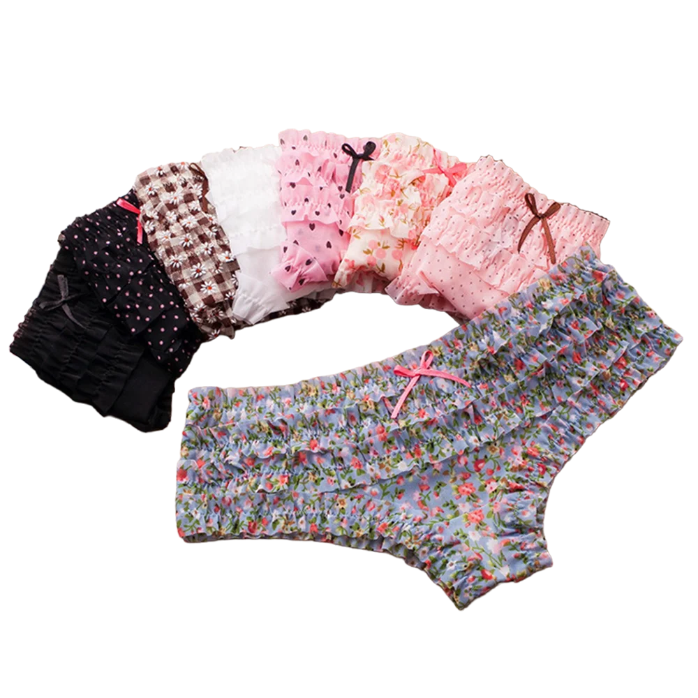 1PCS Cute dot small floral patterns sweet knitted fabric with lace stitching Women's low waist brief Seamless breathable fa