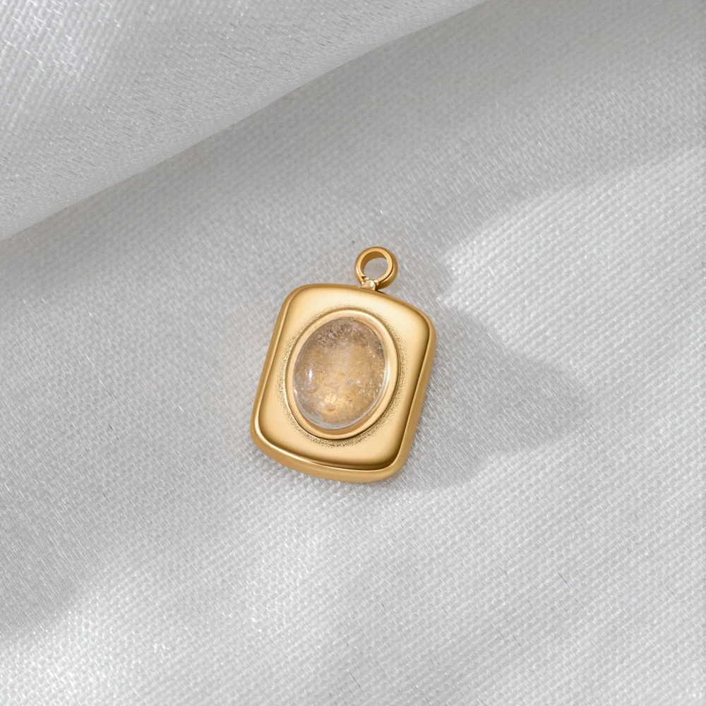 5 Stück Edelstahl-Stein-Rechteckanhänger für Halsketten, Charms, Ohrringe, Material für DIY-Armbänder, Schmuckherstellungszubehör – Detail 5