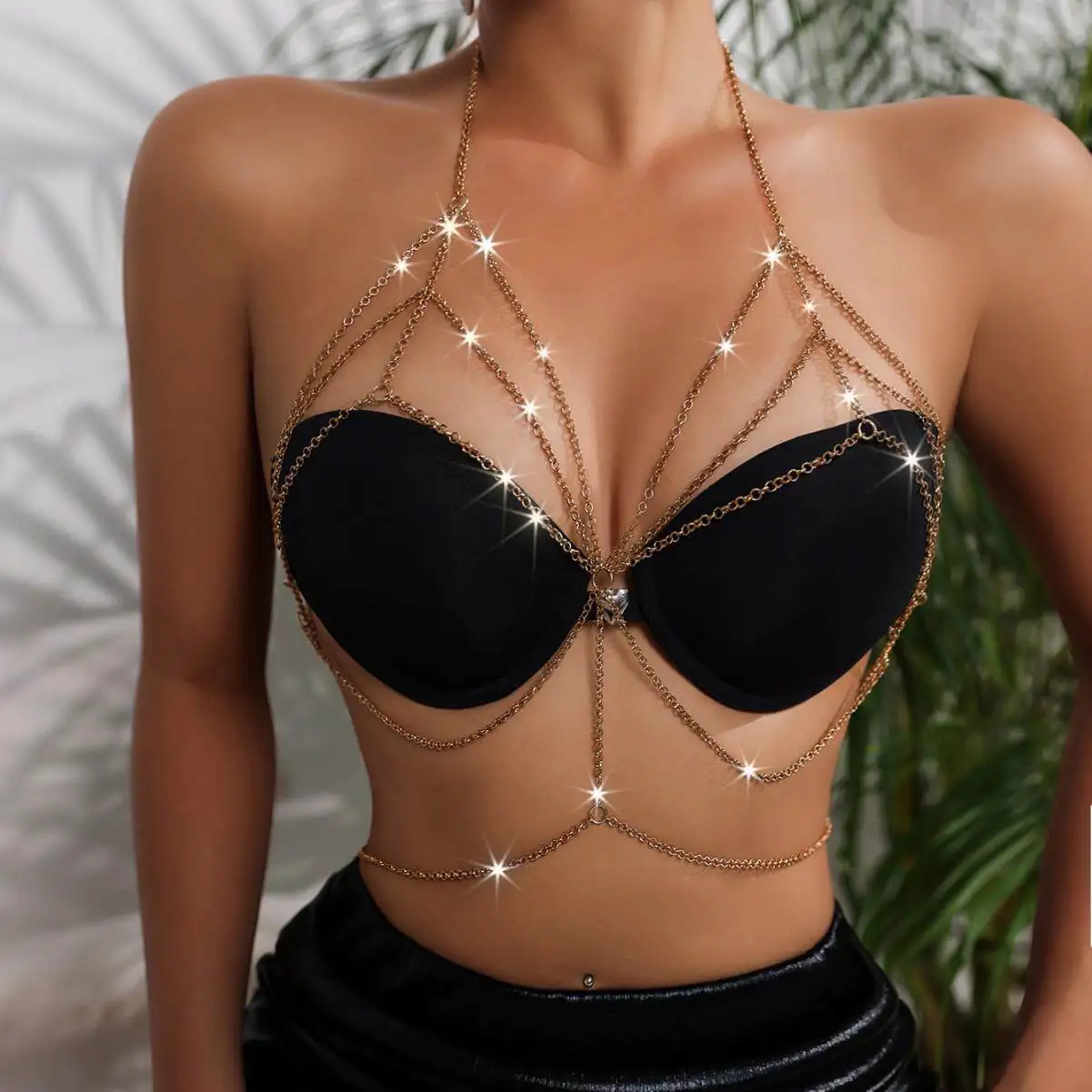 

Sexy Multi-Layer Tassel Chain Bikini Beachwear Accessory Diamond-Encrusted Body Chain Cross-Border Jewelry Summer Fashion